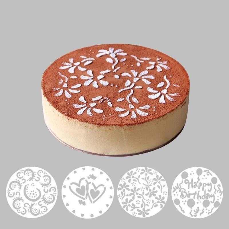 Silicone Cake Mold - 4Pieces/lot Cake Stencils Latte Art Birthday