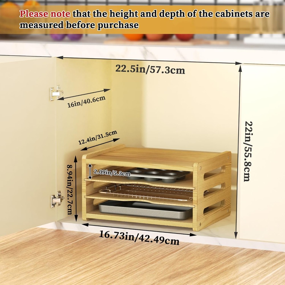 Wooden Cabinet Tray Dividers,  - Kitchen Cabinet Baking Organizer review and price