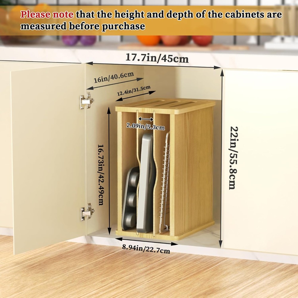 Wooden Cabinet Tray Dividers,  - Kitchen Cabinet Baking Organizer review and price