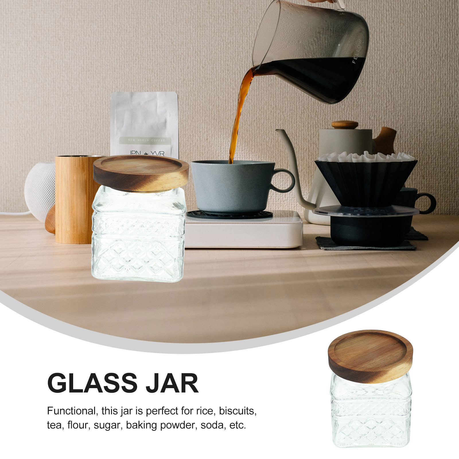 Wood Lid Glass Canister Airtig - Kitchen Baking Canisters review and price