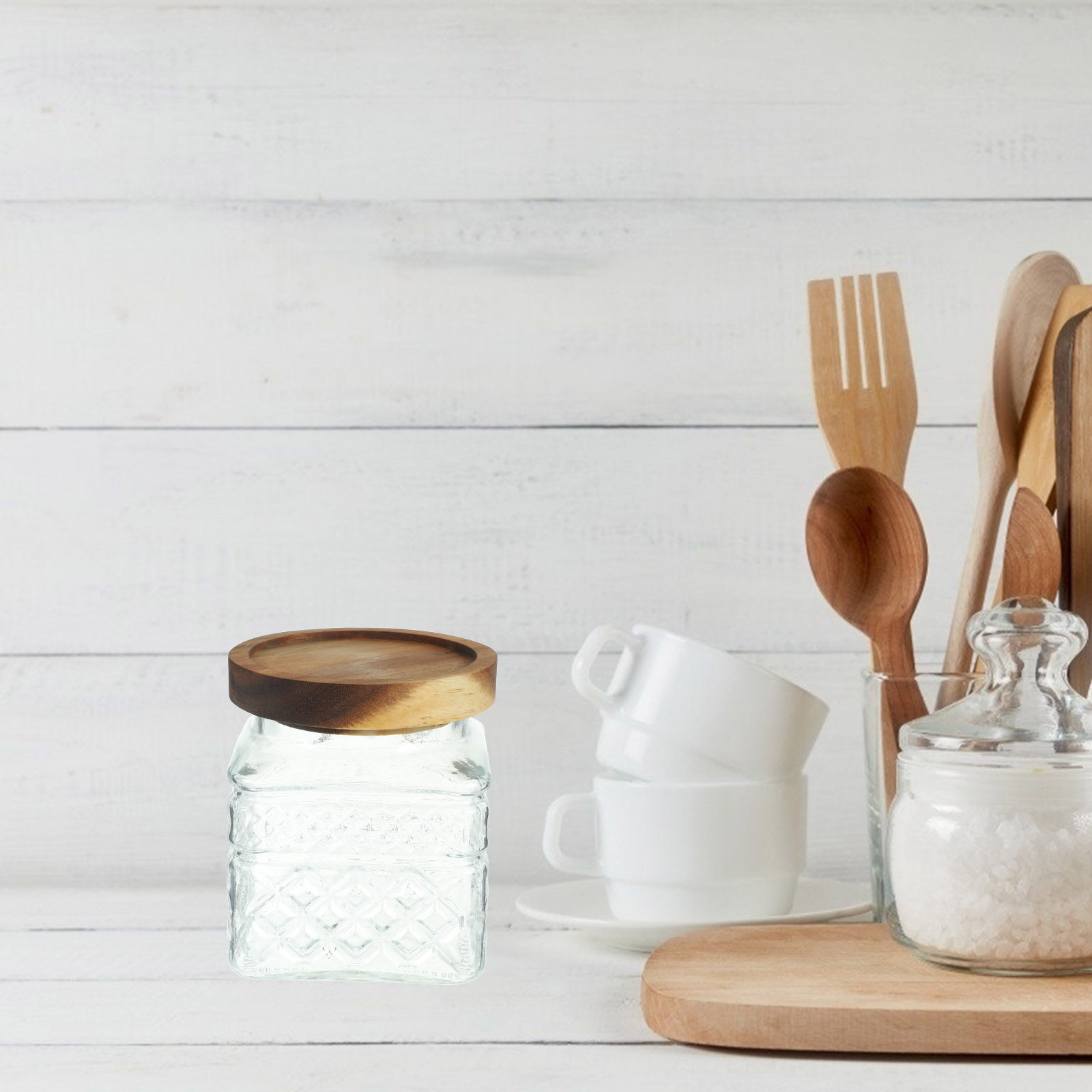Wood Lid Glass Canister Airtig - Kitchen Baking Canisters review and price