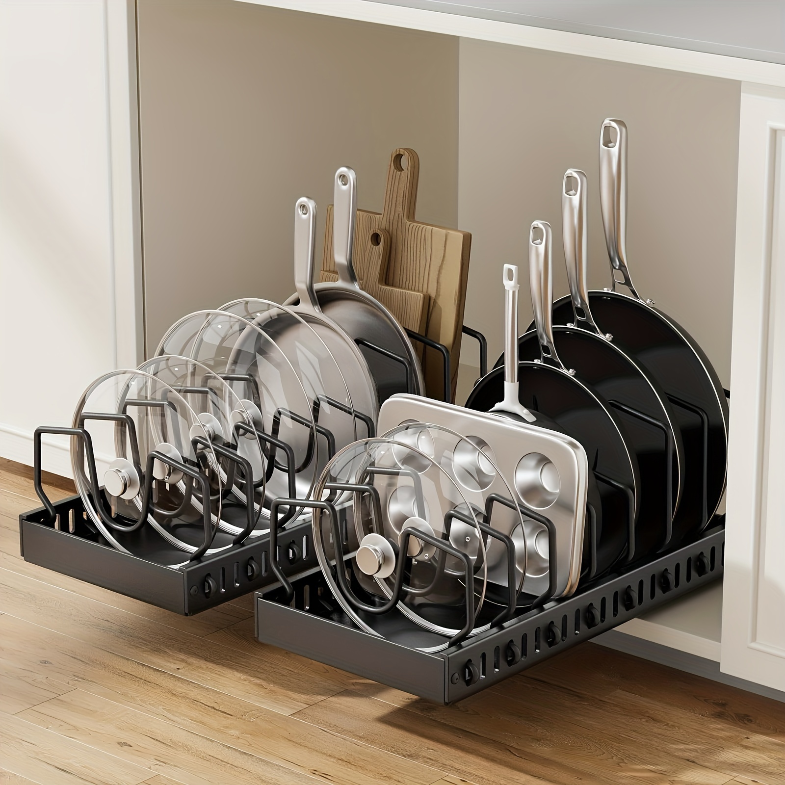 Pull Out Pot Lids Organizer Ra - Kitchen Cabinet Baking Organizer review and price