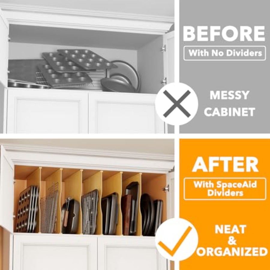 6 Pack Tray Dividers for Cabin - Kitchen Cabinet Baking Organizer review and price