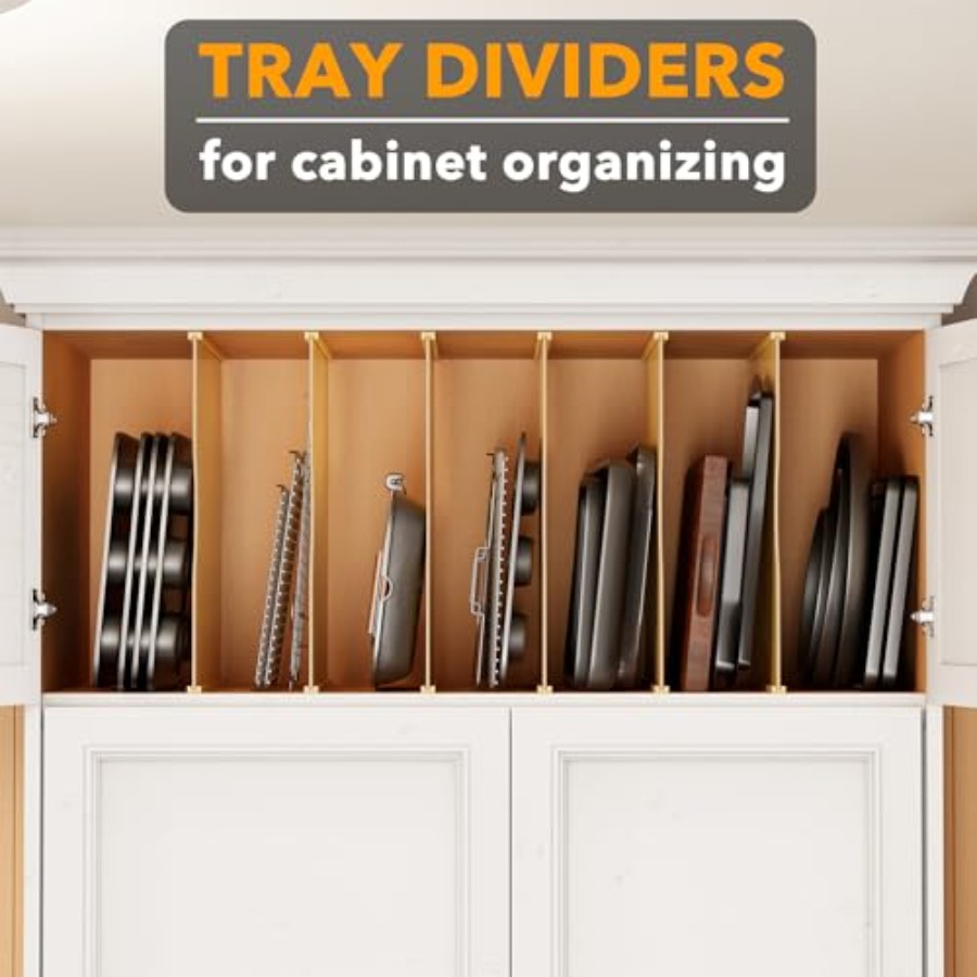 6 Pack Tray Dividers for Cabin - Kitchen Cabinet Baking Organizer review and price