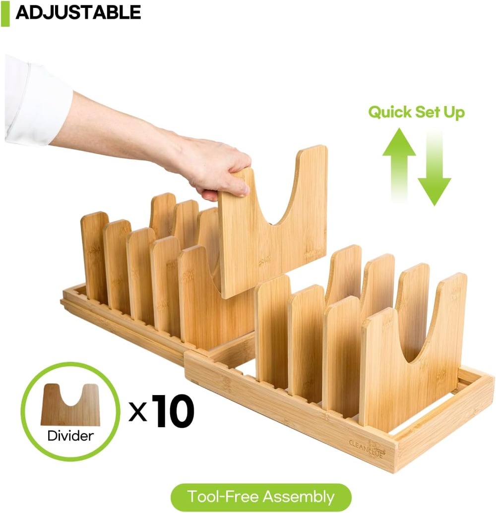 Expandable Bamboo Pots and Pan - Kitchen Cabinet Baking Organizer review and price
