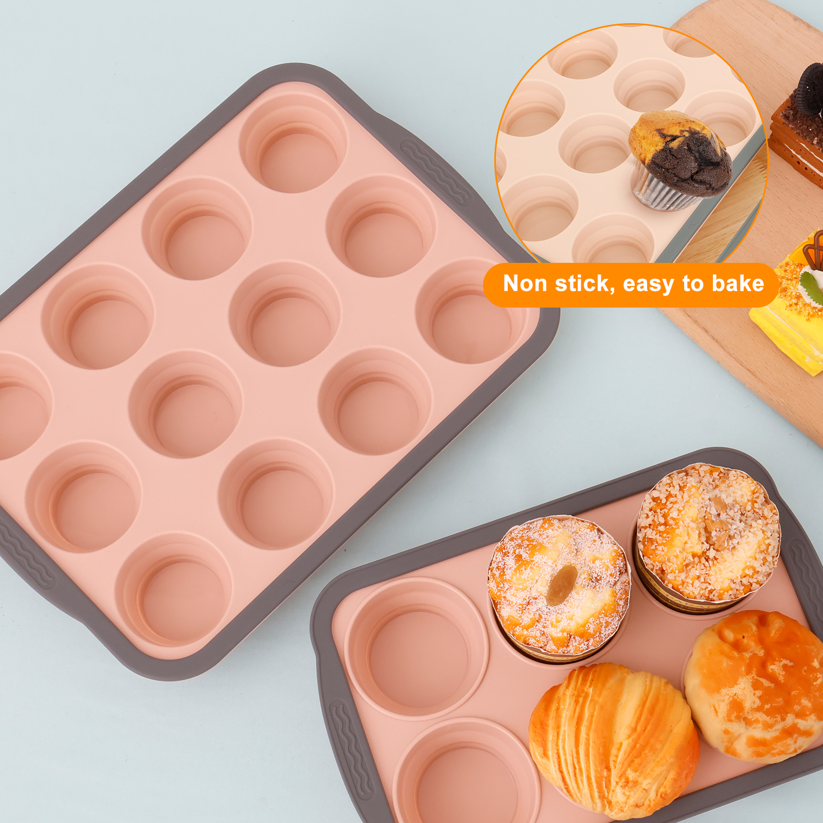 2/3Pcs Silicone Cake Mold 6/12 - Muffin Tin Nonstick review and price