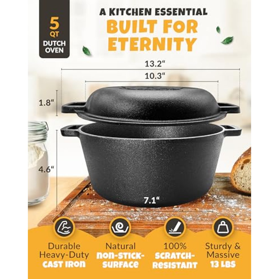 Cast Iron Dutch Oven for Bread - Proofing Basket Banneton review and price