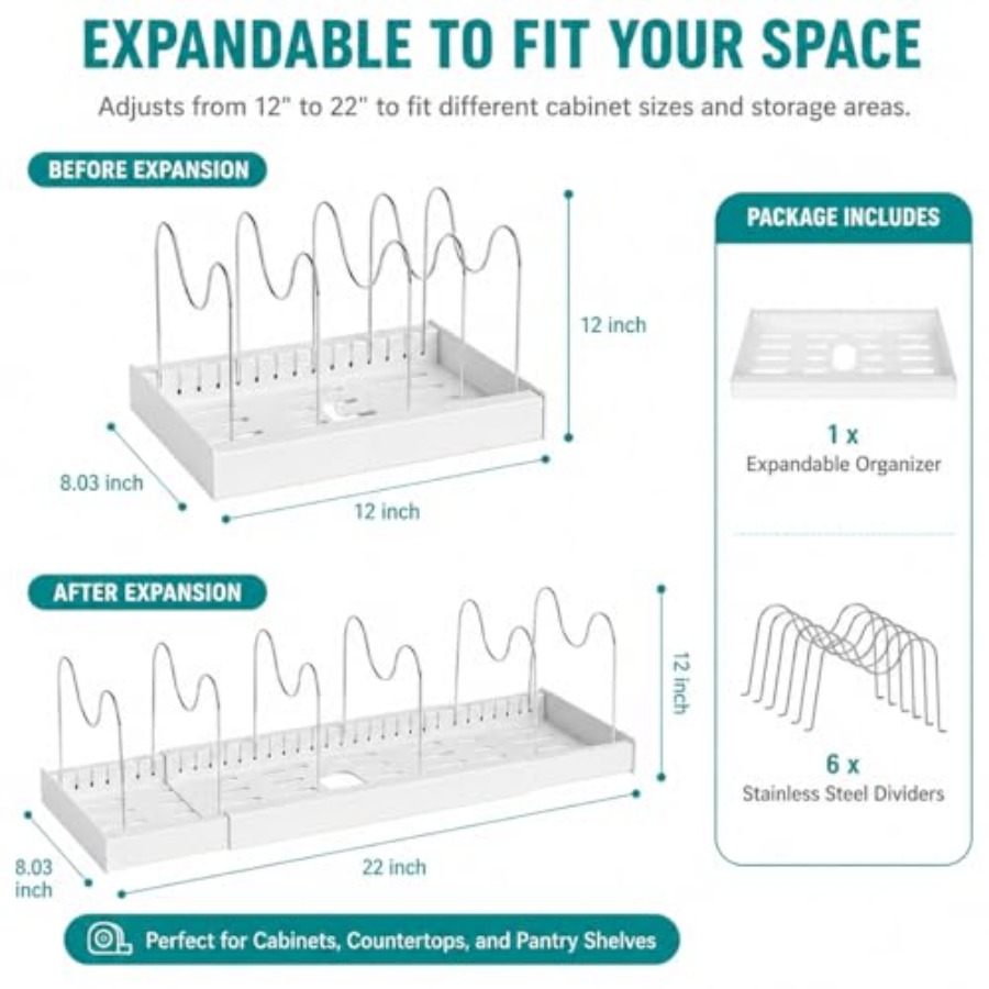 Pot Rack:Expandable Pan Organi - Kitchen Cabinet Baking Organizer review and price