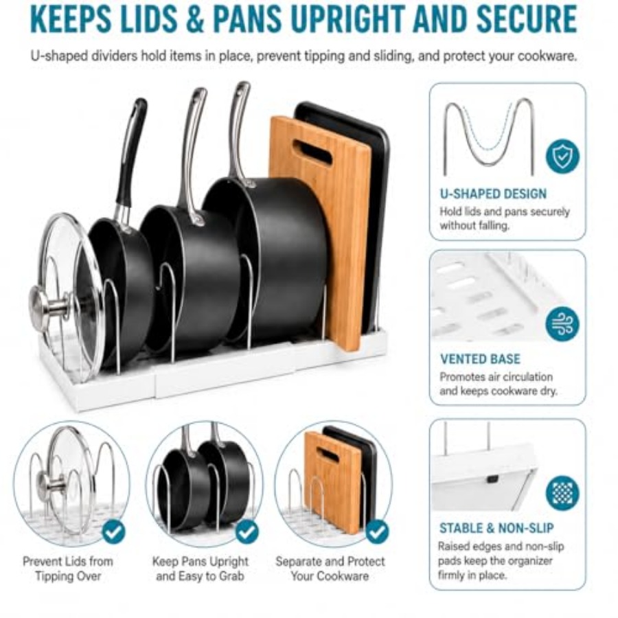 Pot Rack:Expandable Pan Organi - Kitchen Cabinet Baking Organizer review and price